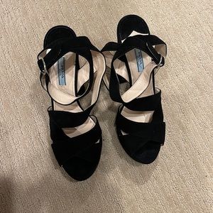 Prada Black Suede Heels Size 40